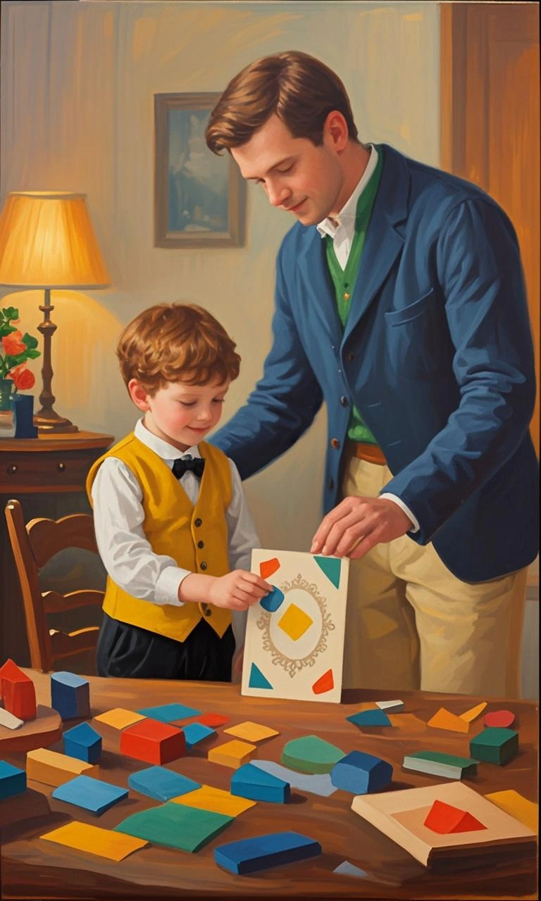 Father's Day portrait oil painting made from a photo, with our MEDIA AI art generator