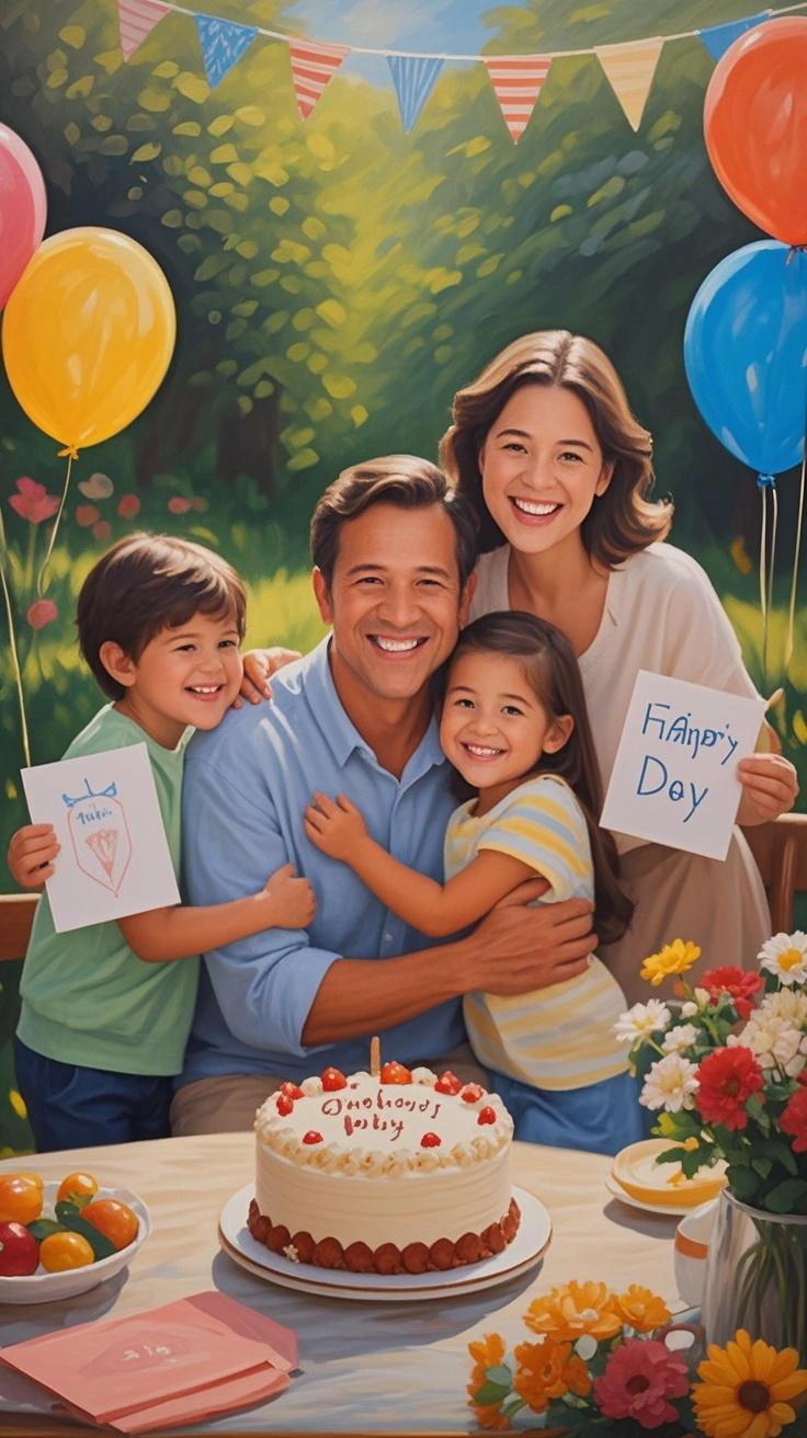 Father's Day portrait oil painting made from a photo, with our MEDIA AI art generator