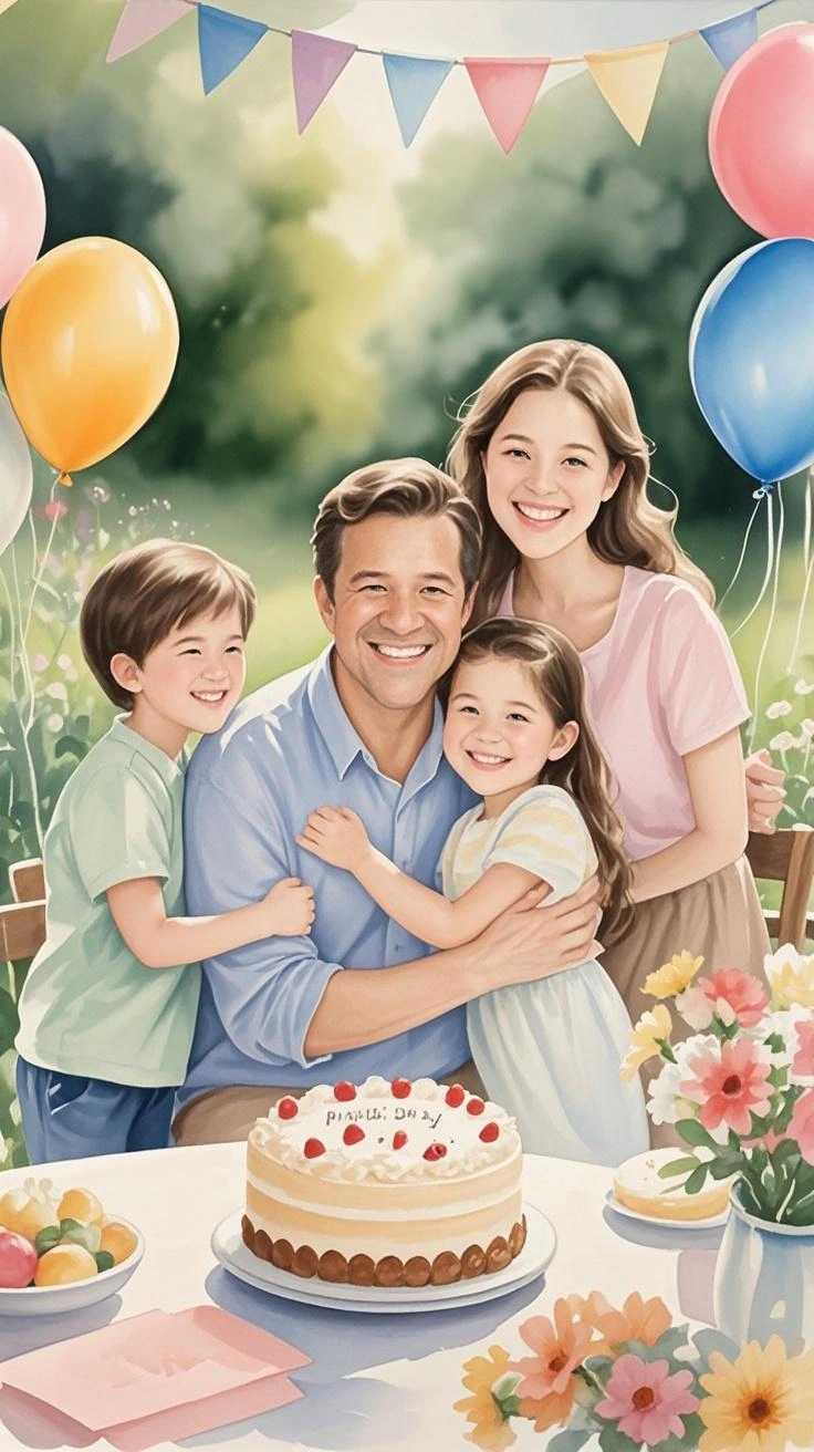 Father's Day portrait watercolor painting made from a photo, with our MEDIA AI art generator