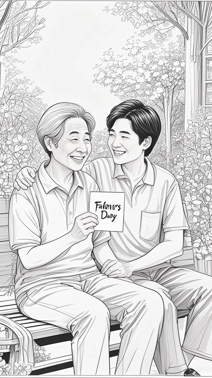 Father's Day portrait coloring painting made from a photo, with our MEDIA AI art generator