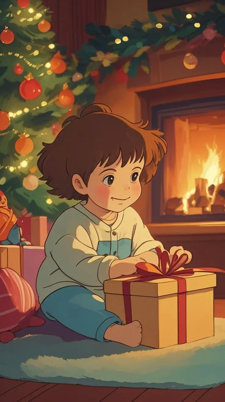 Christmas portrait ghibli painting made from a photo, with our MEDIA AI art generator