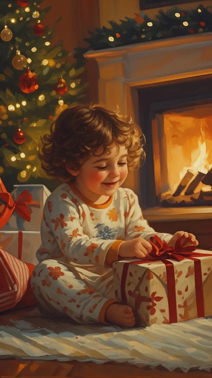 Christmas portrait oil painting made from a photo, with our MEDIA AI art generator