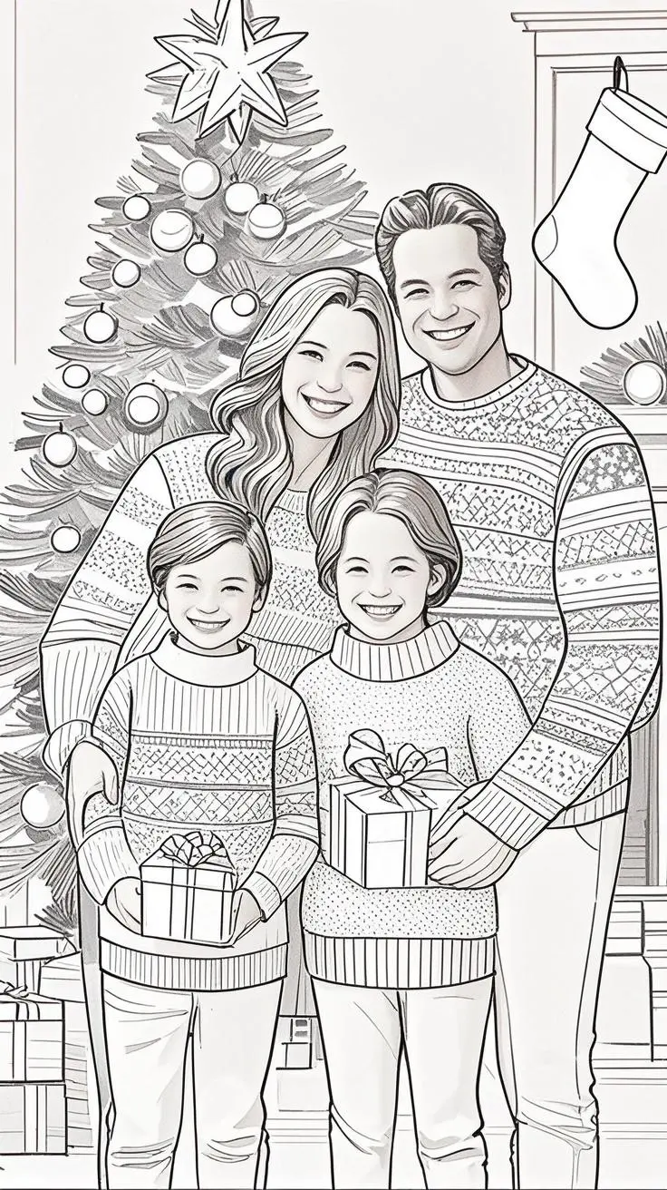 Christmas portrait coloring Style painting made from a photo, with our MEDIA AI art generator