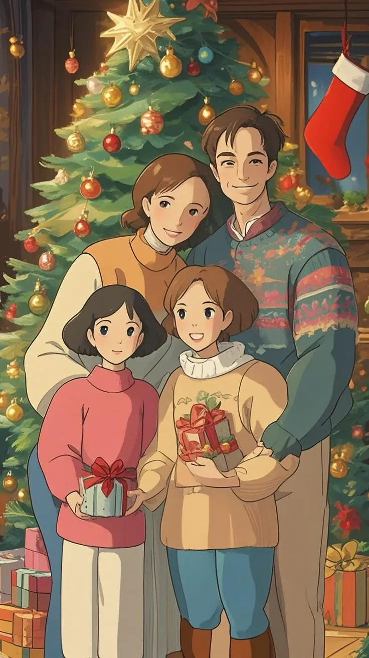 Christmas portrait glibli painting made from a photo, with our MEDIA AI art generator
