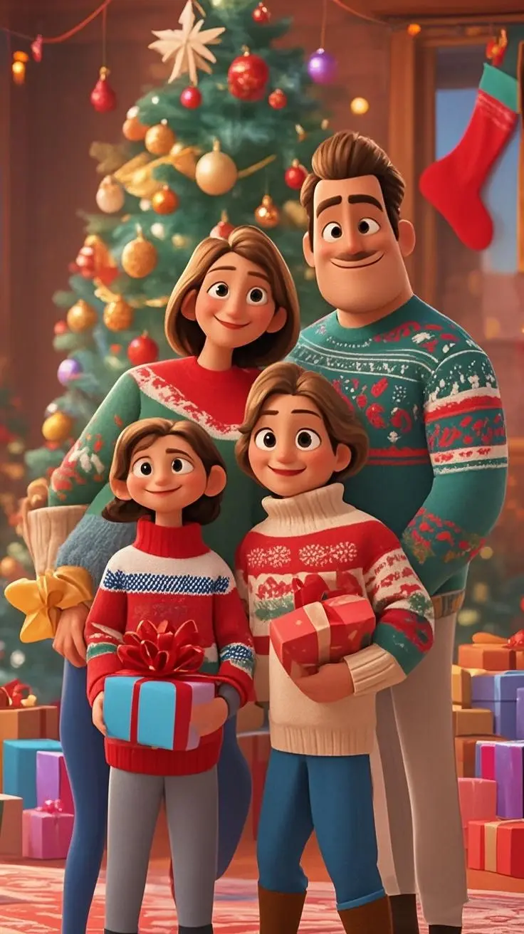 Christmas portrait pixar painting made from a photo, with our MEDIA AI art generator