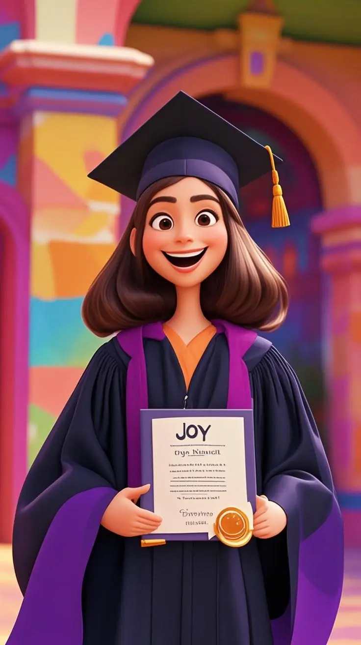 Graduation portrait pixar painting made from a photo, with our MEDIA AI art generator