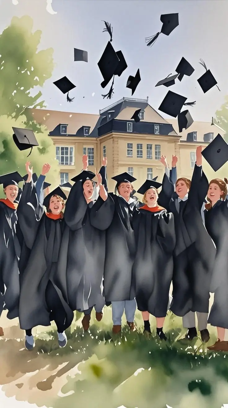 Graduation portrait watercolor painting made from a photo, with our MEDIA AI art generator