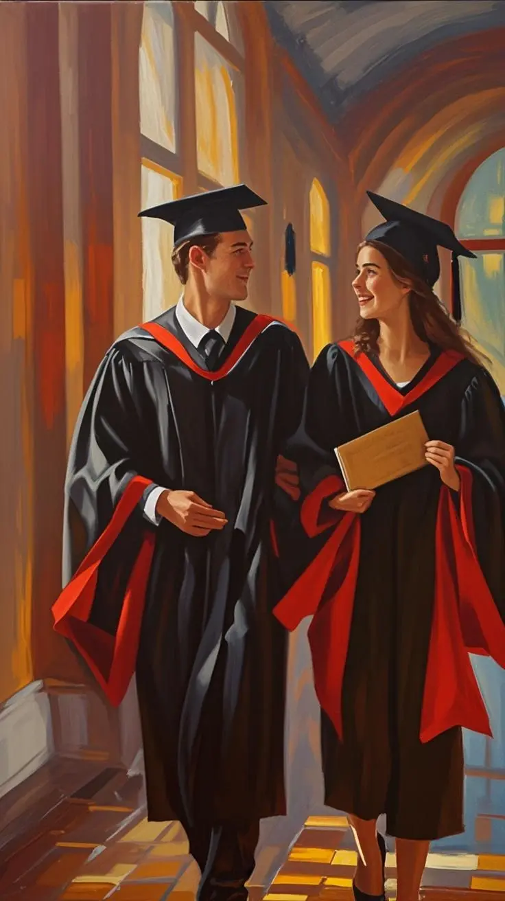 Graduation portrait oil painting made from a photo, with our MEDIA AI art generator