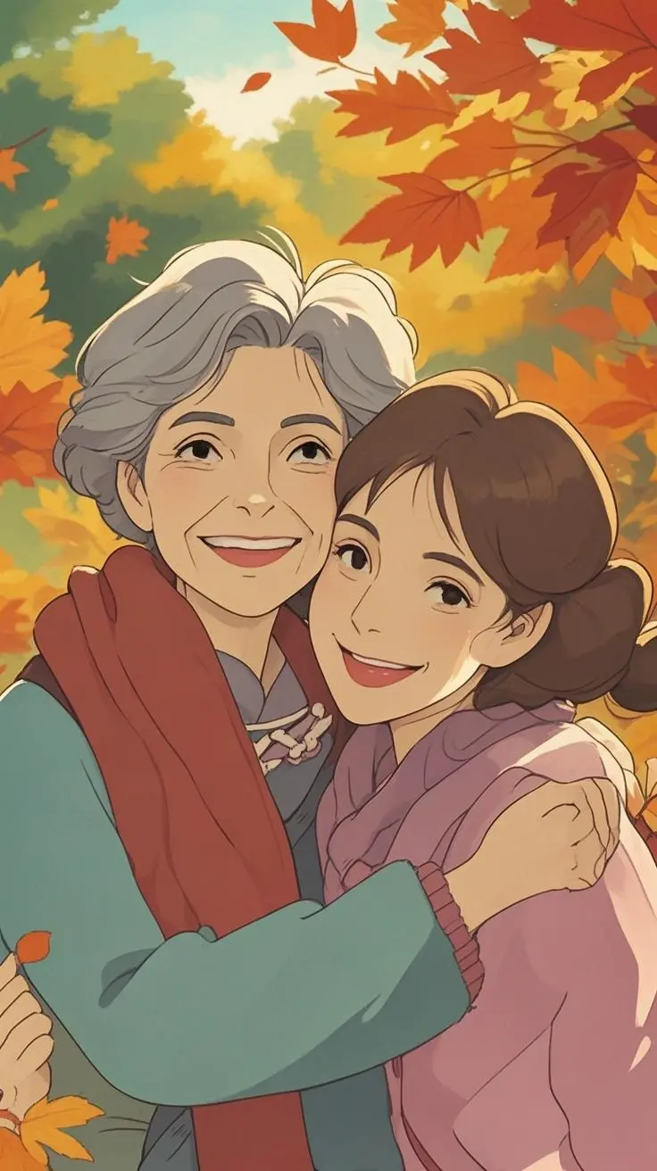 Mother's Day portrait ghibli painting made from a photo, with our MEDIA AI art generator