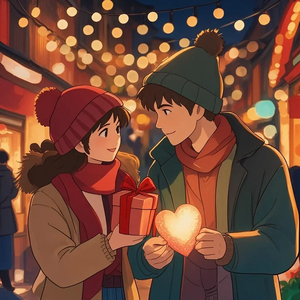 Valentine's Day portrait ghibli painting made from a photo, with our MEDIA AI art generator
