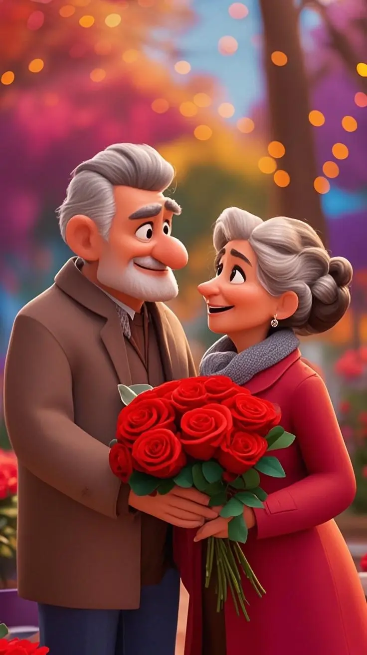 Valentine's Day portrait pixar painting made from a photo, with our MEDIA AI art generator