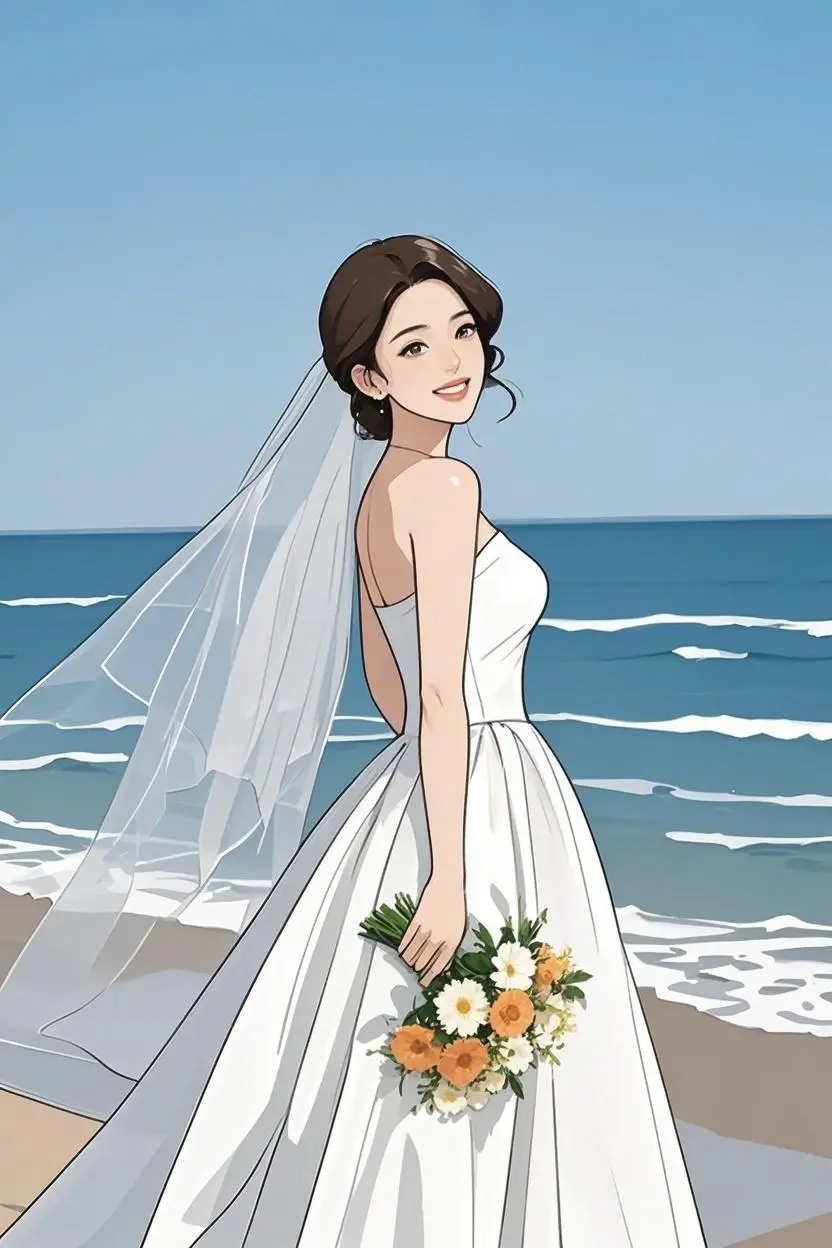 wedding portrait comic painting made from a photo, with our MEDIA AI art generator 